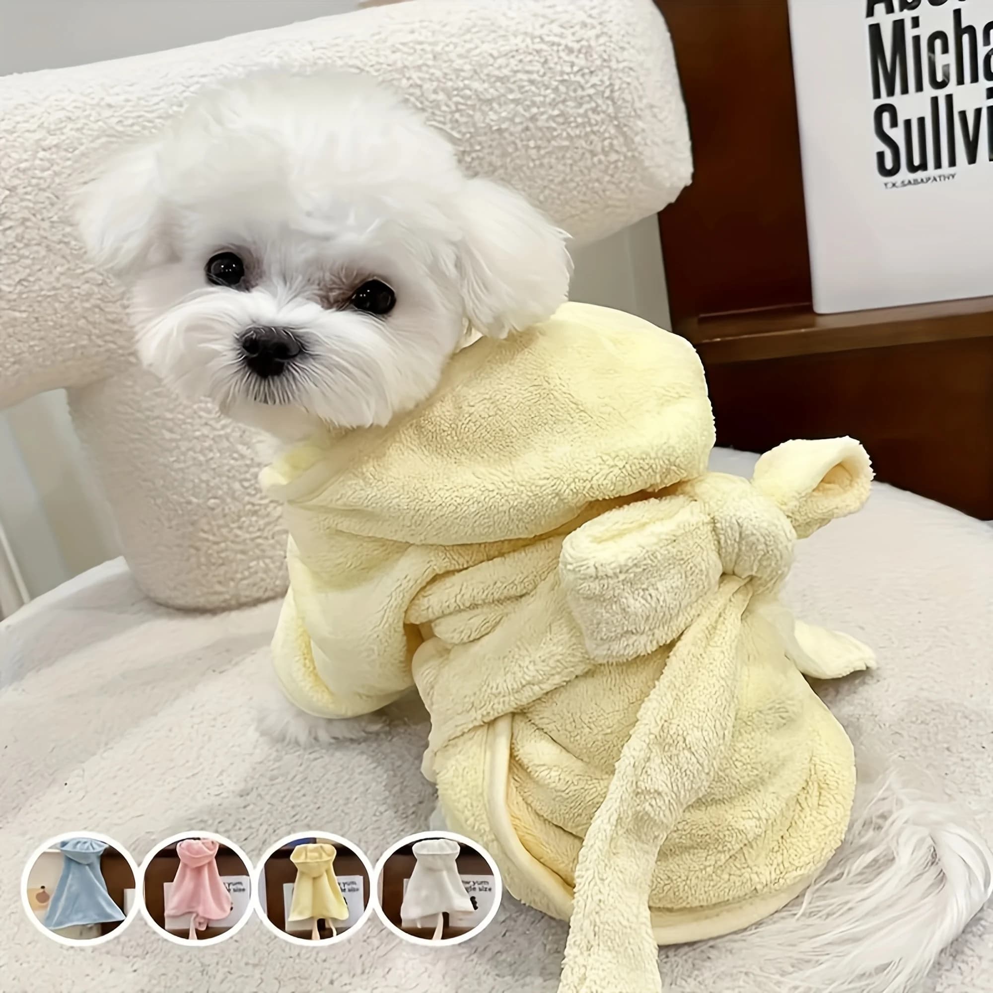 Pet Dog Bathrobe Dog Pajamas Sleeping Clothes Soft Pet Bath Drying Towel Clothes for for Puppy Dogs Cats Pet Accessories