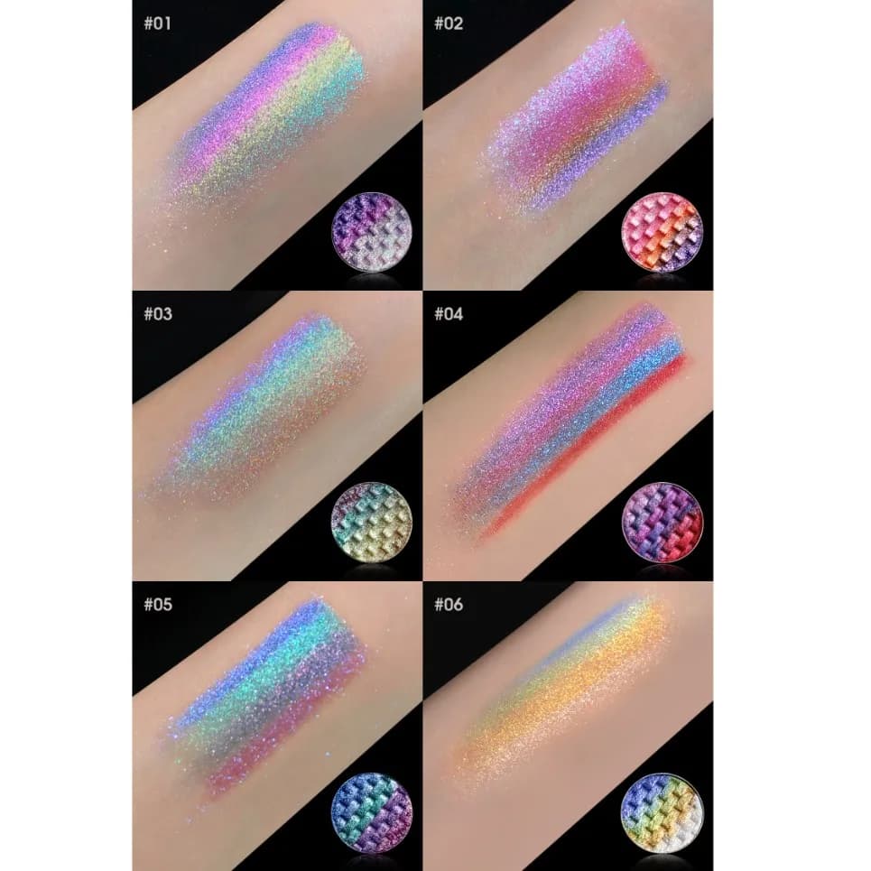 26mm Optical Chameleon Woven Rainbow Eyeshadow Private Label Vegan Makeup Powder Palette Custom Logo Wholesale