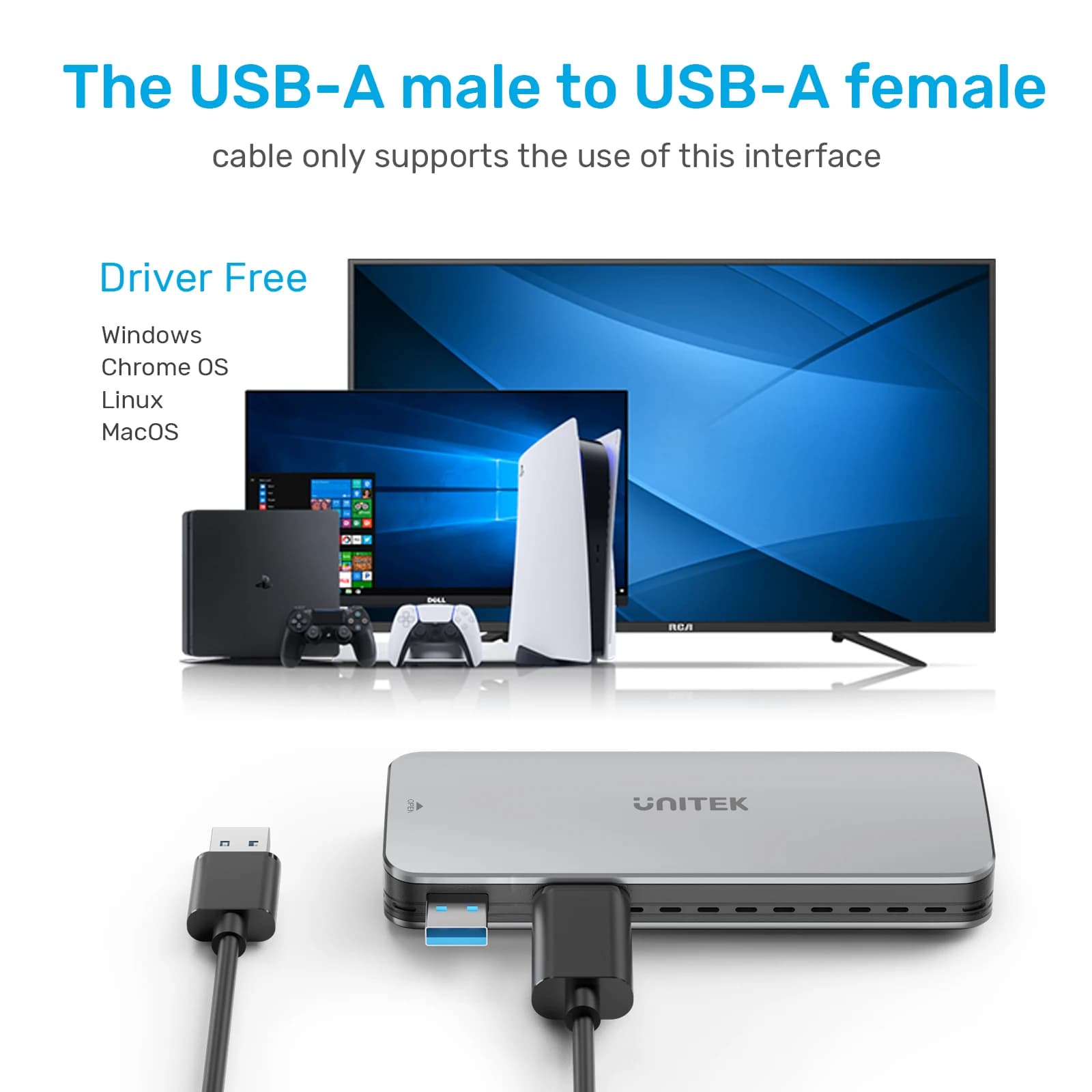 UNITEK NVMe SSD Custodia USB 3.2 Gen 2 Custodia esterna da 10 Gbps da USB-A a M.2 NVMe PCIe SSD Adattatore per disco rigido per PS5 Pro PC portatile