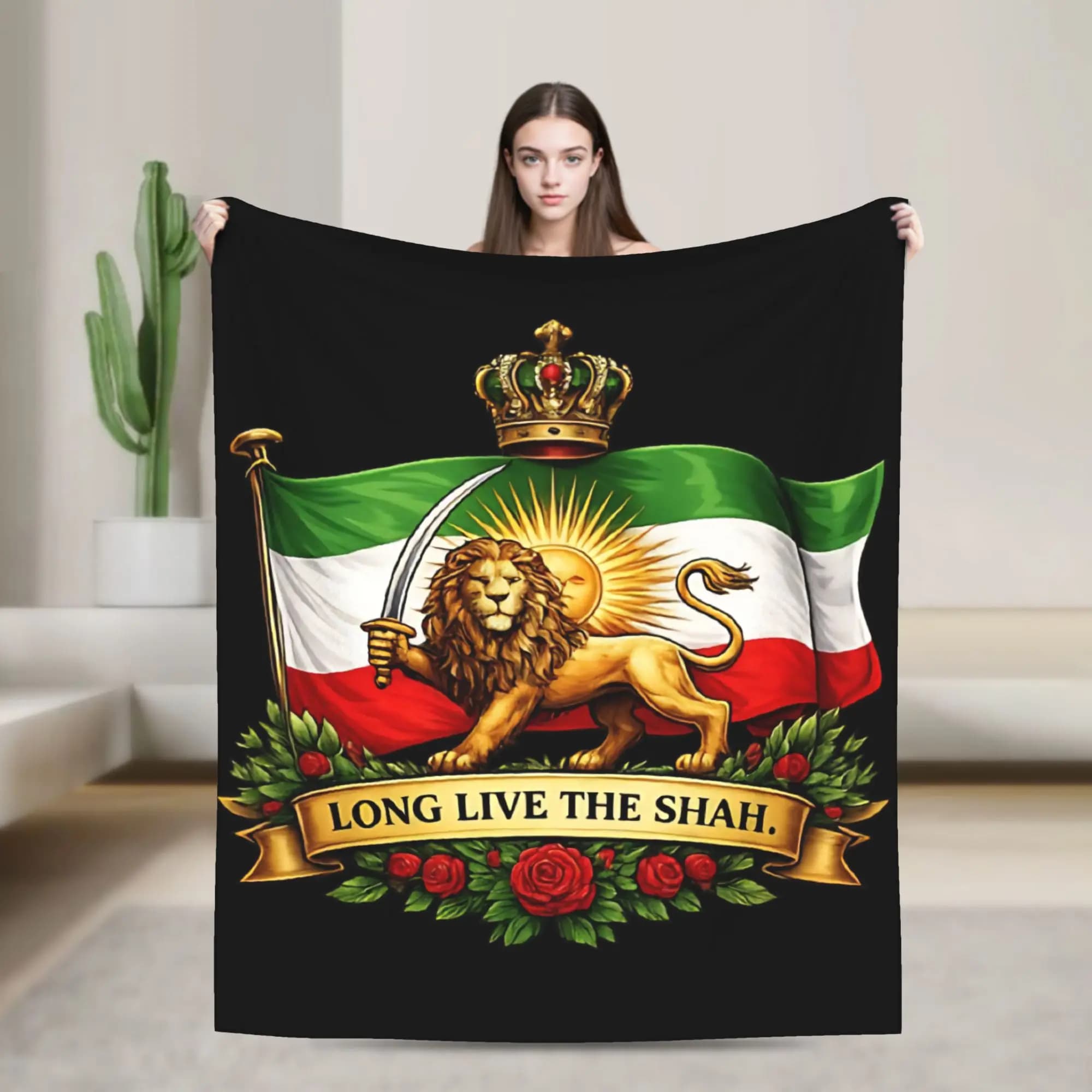 Coperta Calda 'Viva il Shah' dell'Iran, Plaid in Peluche per Ragazzi e Ragazze, Copriletto in Flanella alla Moda per Esterni, Copridivano