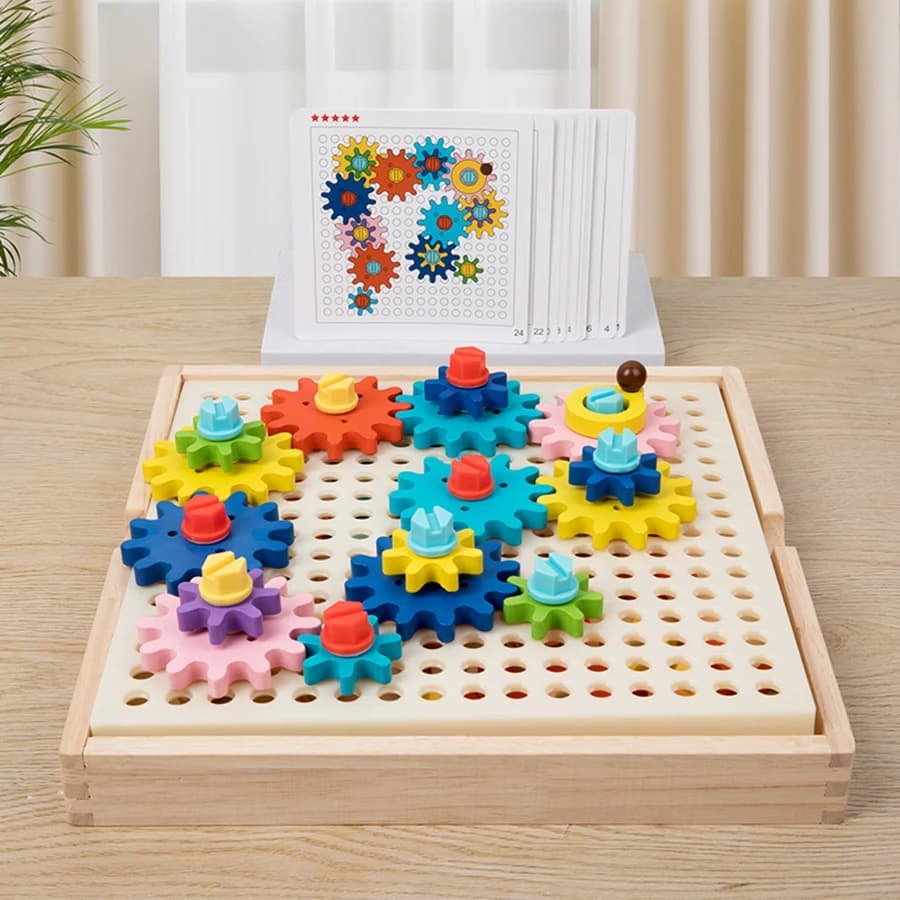 1Set Montessori Toy Electric Gears 3D Model Building Kits Plastic Brick Blocks Educational Toys For Kids Children Gifts