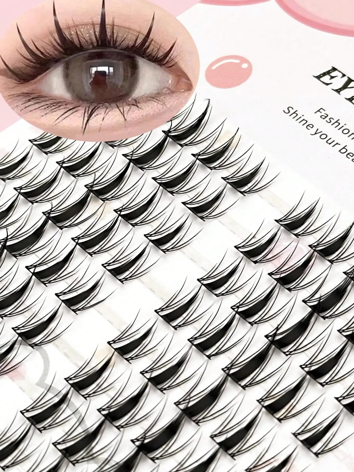 Fake eyelashes in anime style with 10-12 mm curls, light and natural appearance, handmade, with cuffs.