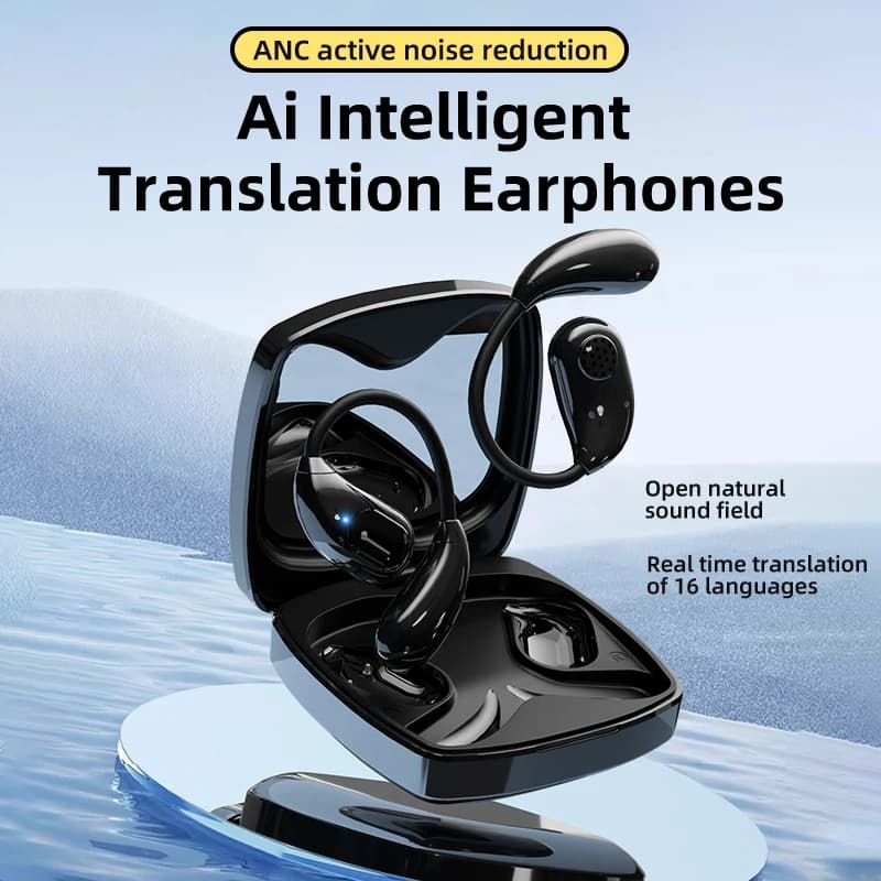 Open Ear AI Translator Earbuds ANC Noise Reduction Bluetooth Headset 16 Languages Instant Translate Travel Sport Earbuds