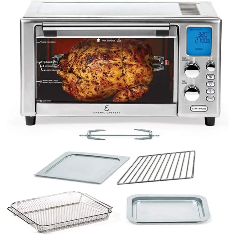 Ogni giorno 360 ° Friggitrice ad Aria XL in Acciaio Inossidabile con 9 Modalità di Cottura: Cuocere, Girarrosto, Grigliare, Pizza, Cottura Lenta, Tostapane
