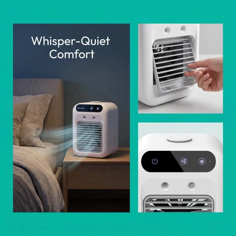 Small portable air conditioner fan, small air cooler, mini humidifier for home and office