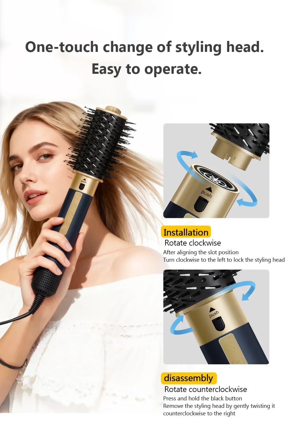 Asciugacapelli Elettrico Brushless Bestseller con Spazzola ad Aria Calda Multifunzione per Arricciare e Lisciare, Spazzola Volumizzante per Acconciature