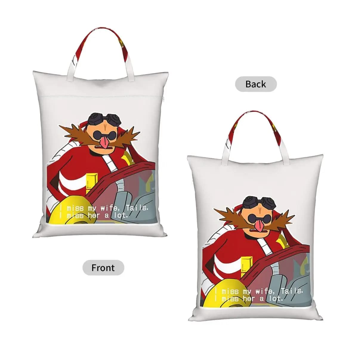 I Miss My Wife Tails Snapcube Eggman Travel Laundry Bag Waterproof Reusable Dirty Clothes Pouch Gym Yoga Camping Washing Basket