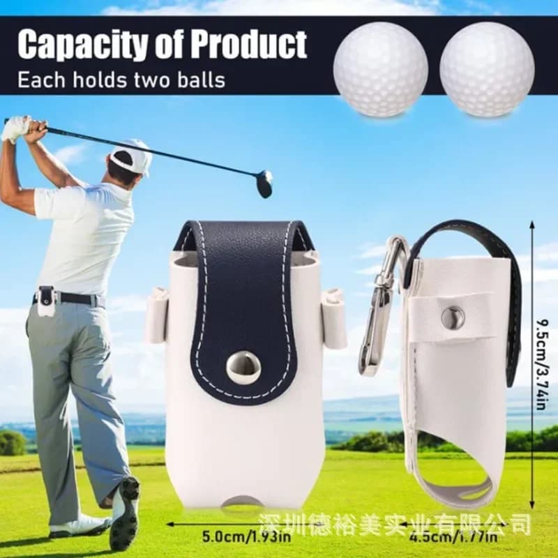 Marsupio per palline da golf 1pc Borsa per tee da golf in pelle PU Custodia per palline da golf per sport all'aria aperta Borsa per palline vuote
