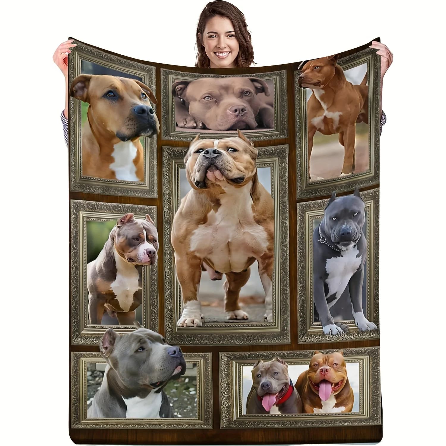 Staffordshire Bull Terrier Cozy Throw Blanket, Cute Dog Patterned Couch Bed Warm Wrap, All Season Pet Lover Decor Gift