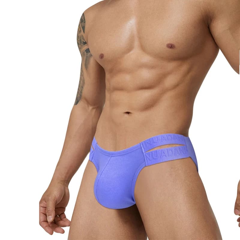 ADANNU Brand Men's Double Belt Low Waist Briefs Pocket Cotton Creathable Comfort Briefs AD755