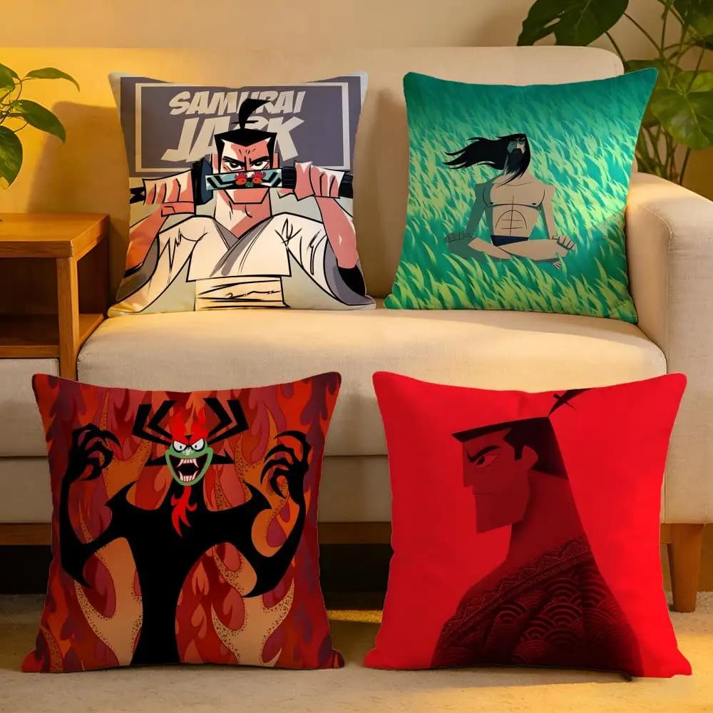 Lining cushion cover, soft and delicate on the skin, decorative for sofa, home decorations, S-Samurai Jack film, pillow lining