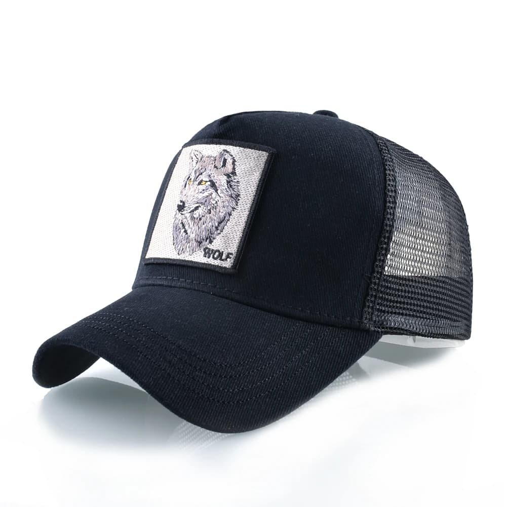 Berretti snapback da uomo Berretto da baseball traspirante estivo Donna Cool Streetwear Lupo Ricamo Trucker Bones Cappelli Hip Hop unisex Uomo