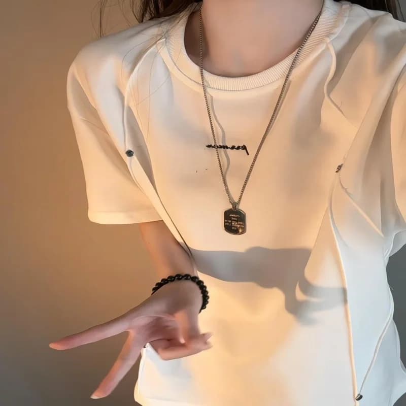 Original 3D Deconstructed Patchwork Design Round Neck Short Sleeve T-Shirt Men's Summer New Trendy Brand Simple Versatile Half S