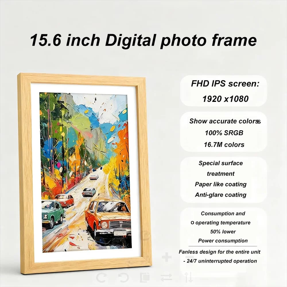 High Quality 15.6" Android Smart Digital Picture Frame with Anti-Glare Screen for Wall or Desktop Stand Digital Photo Display