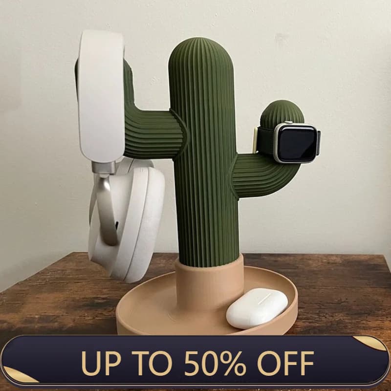 Headphones Storage Shelf Cactus Headphone Stand Desk Decoration Display Shelves Minimalist Creativity Watch Organization Rack