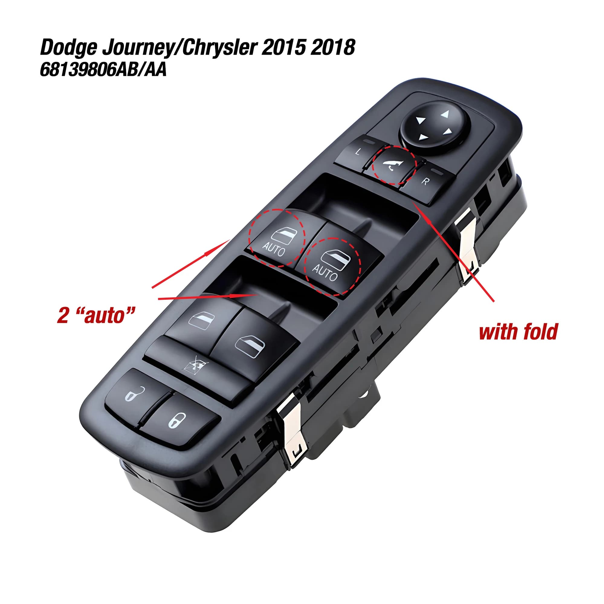 68139806AB 68139806AD Per Dodge Journey 2018 Chrysler 300 2015, lato conducente elettrico pulsante interruttore di controllo finestra principale