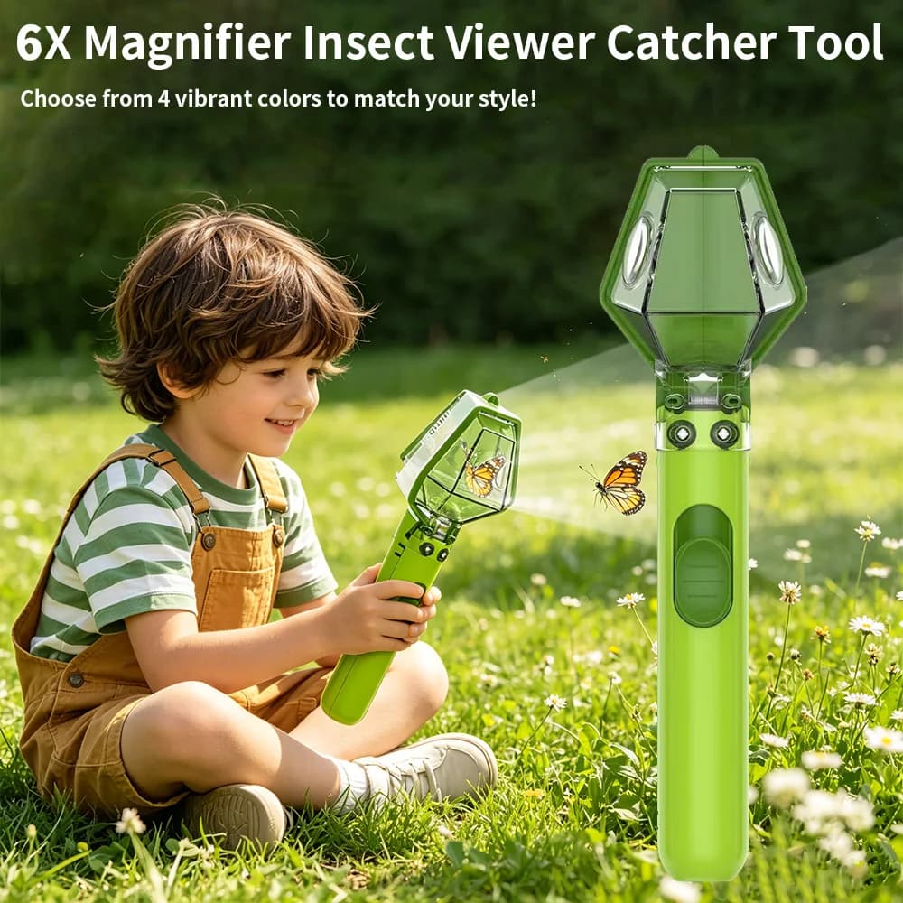 6X Magnifier Kids Bug Catcher, Clear View Insect Observation Box, Outdoor Nature Exploration Educational Toy