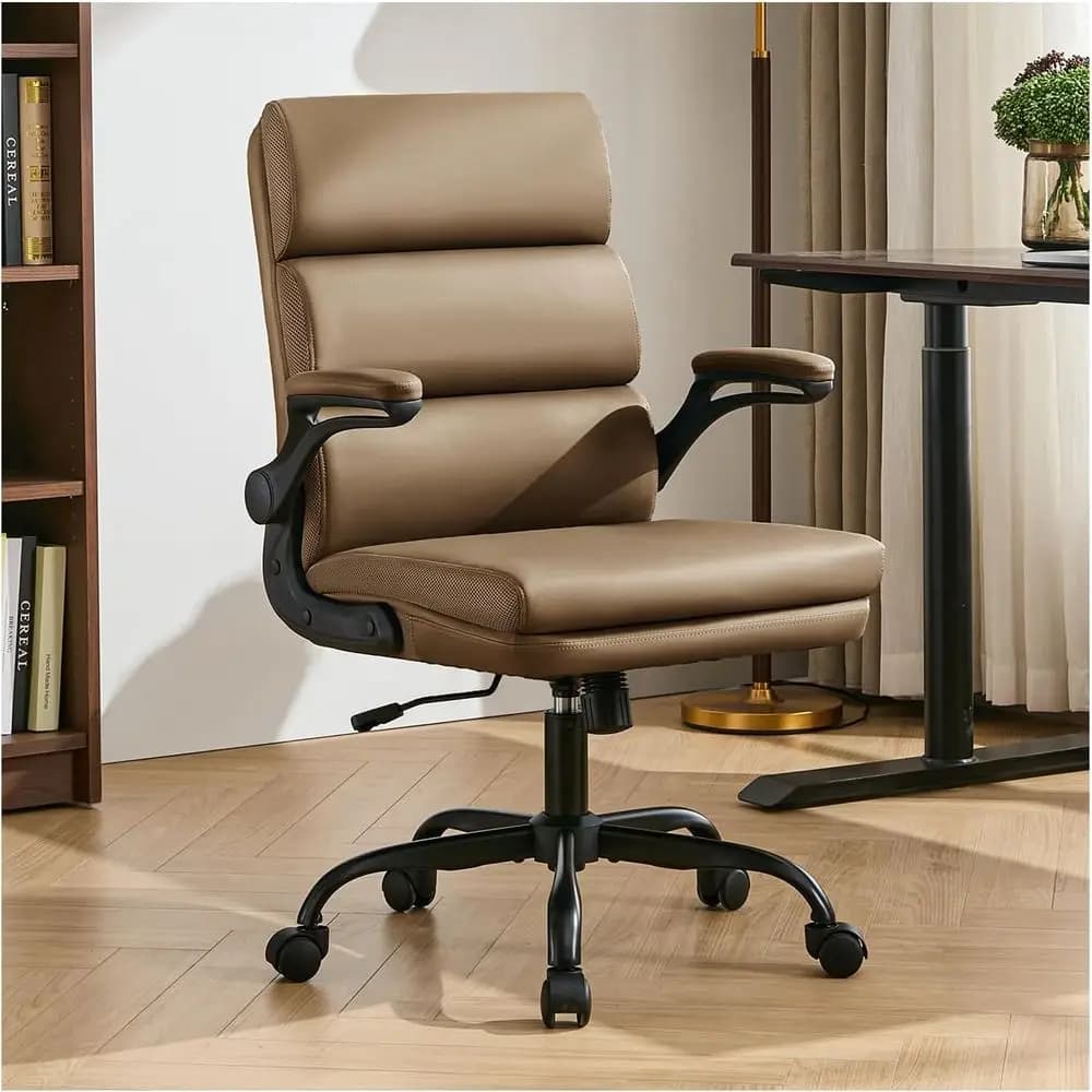 Sedia da Ufficio Regolabile, Sedia da Scrivania con Schienale, Comoda Sedia Direzionale in Pelle Sintetica, Supporto Ergonomico per la Schiena, Sedie da Computer per Casa con Imbottitura