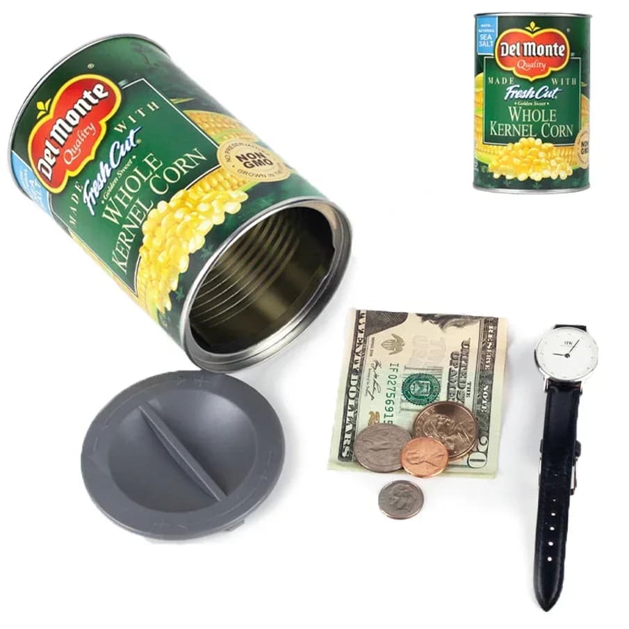 Corn Can Fun Safe Hidden Safe scomparto Diversion Safe Food Cans Secret Stash Hiding Container Kitchen Hide Cash Hidden
