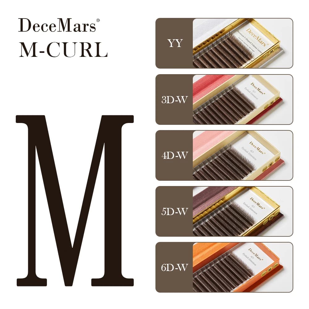DeceMars Kit di estensione ciglia L-curl M Curl YY 3D-6D marrone da donna 12 linee Kit ciglia finte dall'aspetto naturale