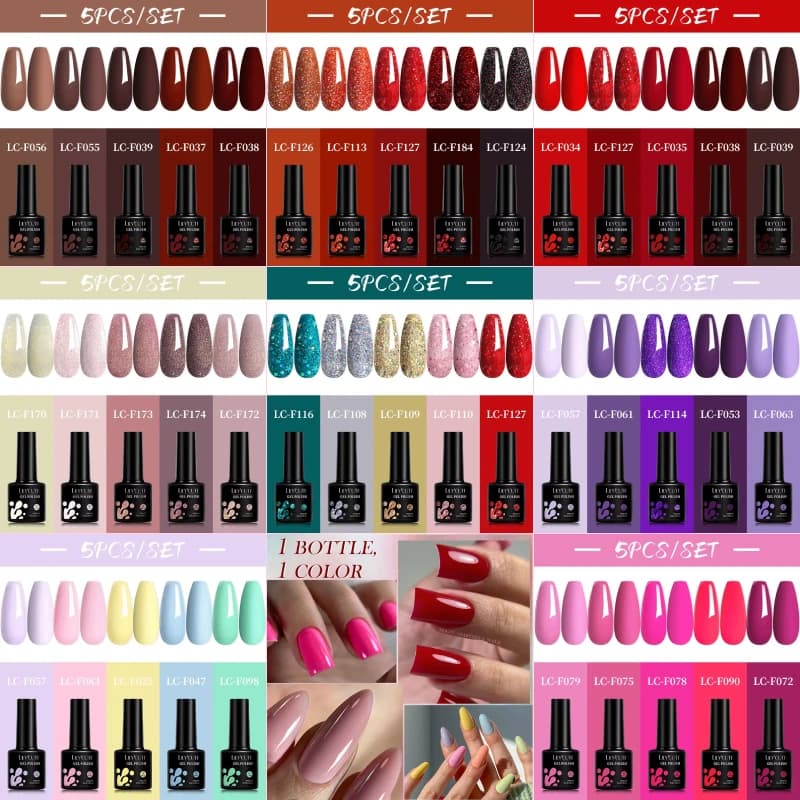 LILYCUTE 4/5 Pz/set 7ML Gel Nail Polish Pink Nude and Gelatin Translucent Nail Art Gel Semi Permanent Soak Off Design Manicure Set