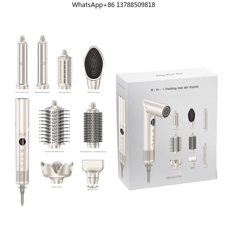 Asciugacapelli e Styler Professionale 8-in-1 Ionico in Ceramica da 1400W con Funzioni di Lisciatura e Arricciatura, Personalizzabile OEM/ODM
