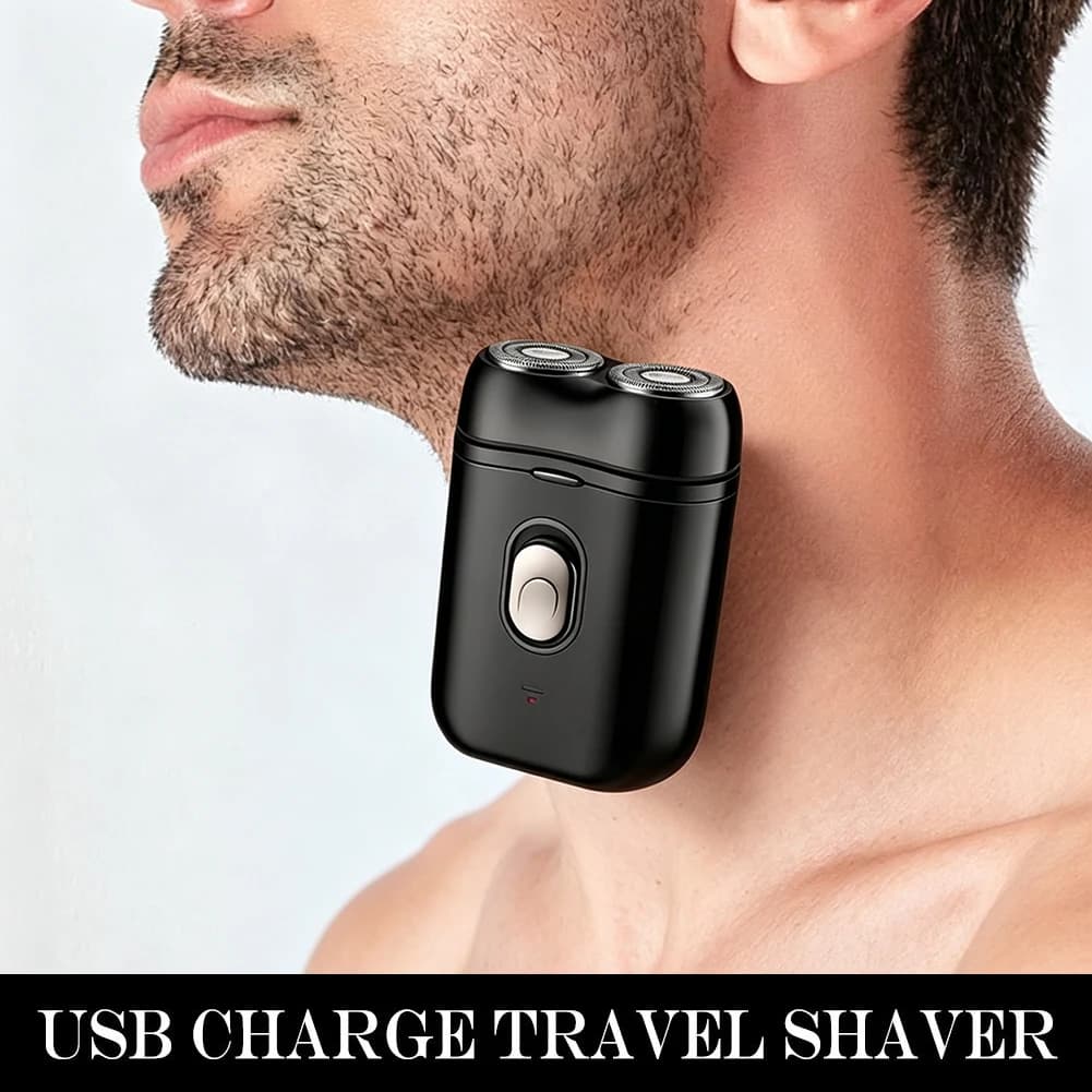 Mini Electric Razor Shaver for Men Vehicle Double Head USB Electric Razor Waterproof Travel Pocket Shaver Face Beard Trimmer
