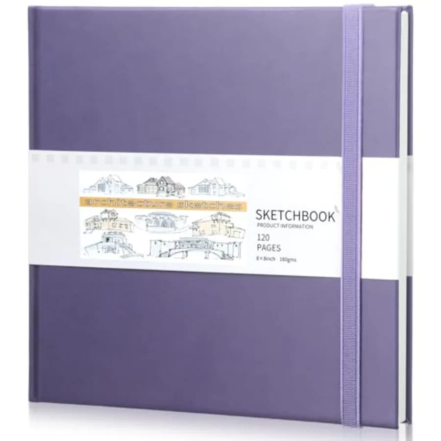 Back to School Gifts Square Sketchbook 8 x 8 Inch Hardcover Art Sketch Book Drawing Papers 120 Pages, Mixed Media Journal Noteb