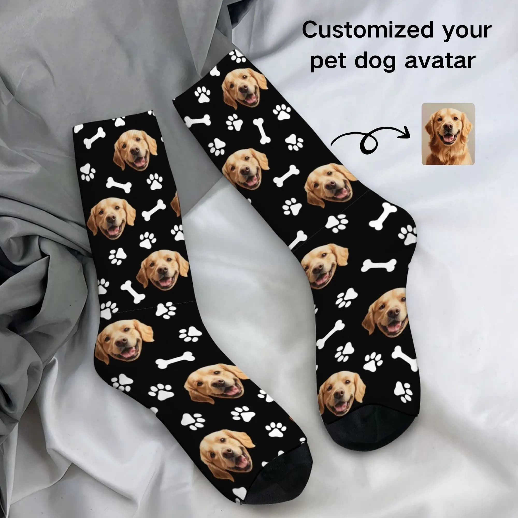 Customization your pet dog socks 3D print Photo fashion Long Socks DIY design birthday Valentine's Day novelty Men's socks