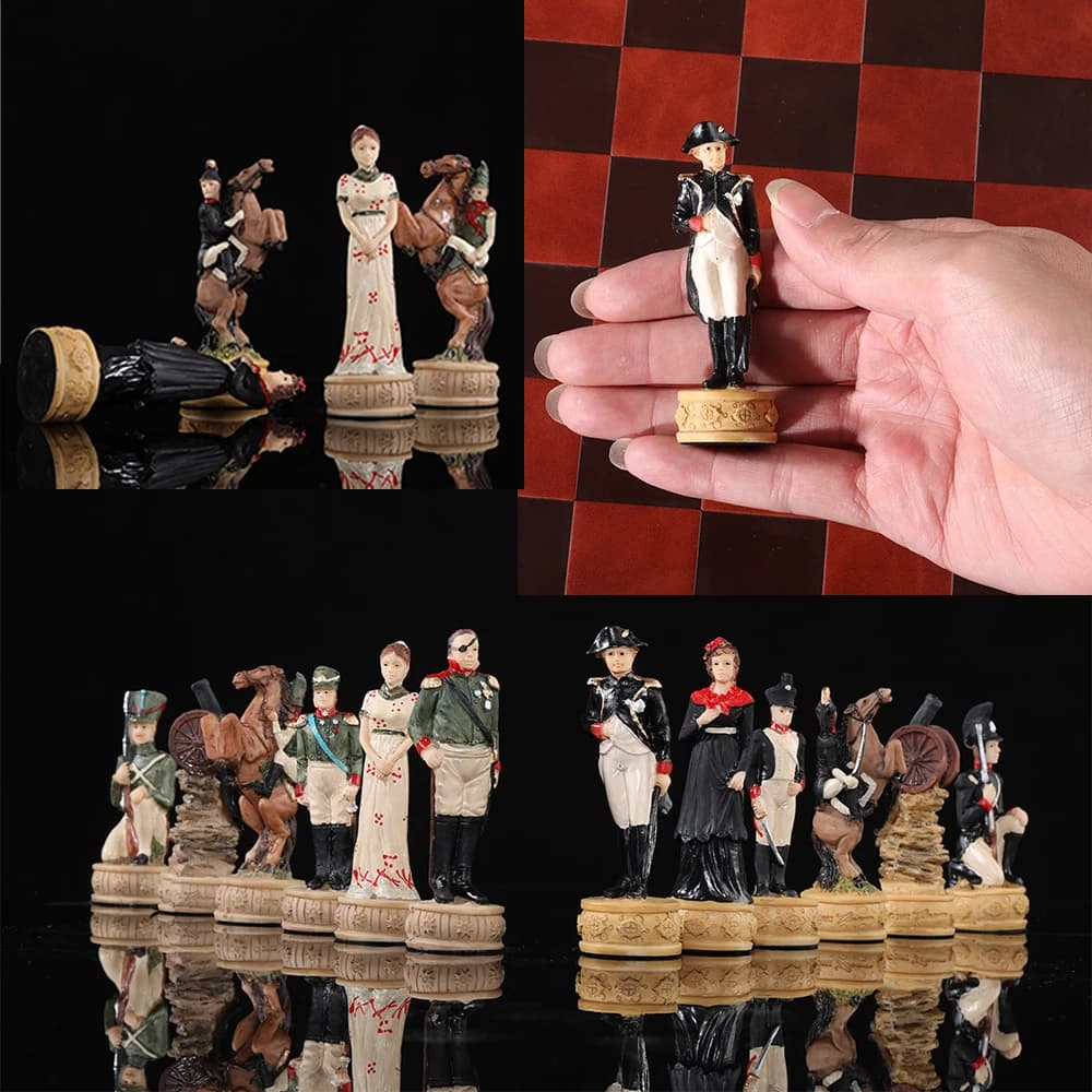 Set di scacchi a tema 3D con scacchi internazionali e pittura deluxe, divertente gioco di scacchi di lusso e giocattoli di carte