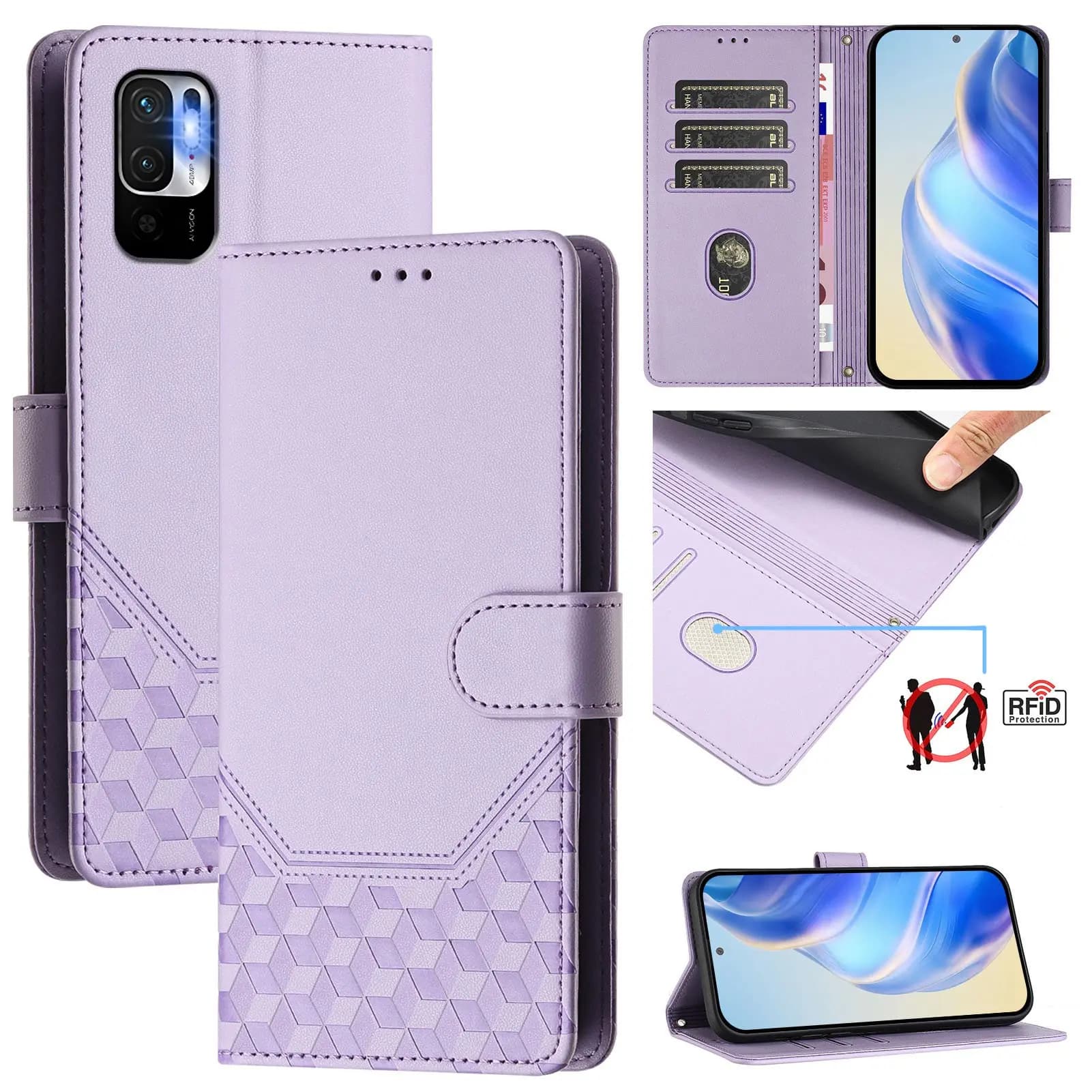 Custodia a libro in pelle con slot per carte e blocco RFID, magnetica, per Xiaomi Redmi Note 7 8 9 10 Pro Max 9S 10S