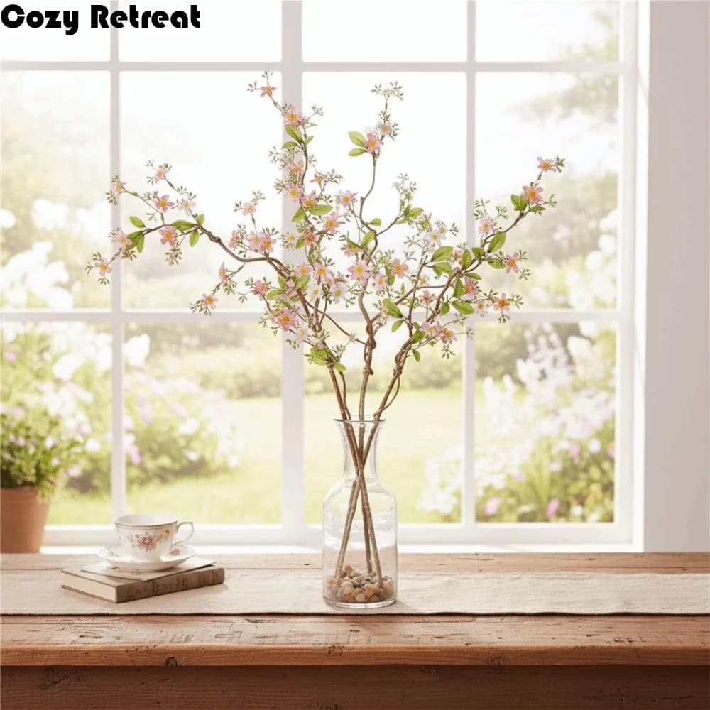 Piccoli Rami di Crisantemo Artificiale Floreale Realistico, Fiori in Seta Ecologici, Piante Finte in Plastica Fatte a Mano per Decorazioni Domestiche