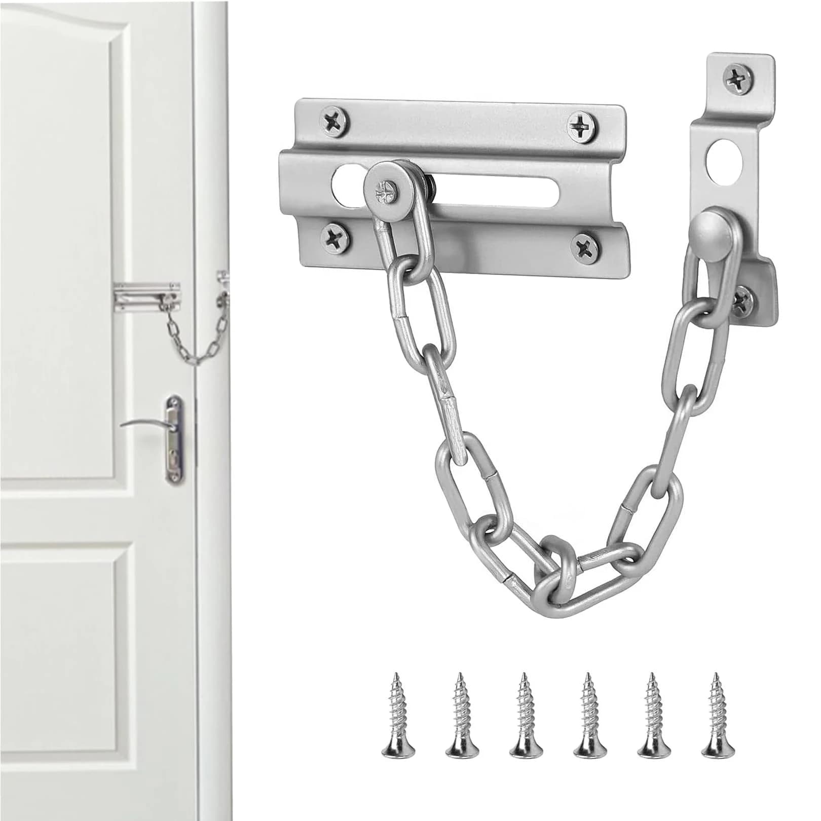 1 Set Premium Stainless Steel Door Chain Lock with Nickel Coating - Peace of Mind Security Lock for Your Home Protection