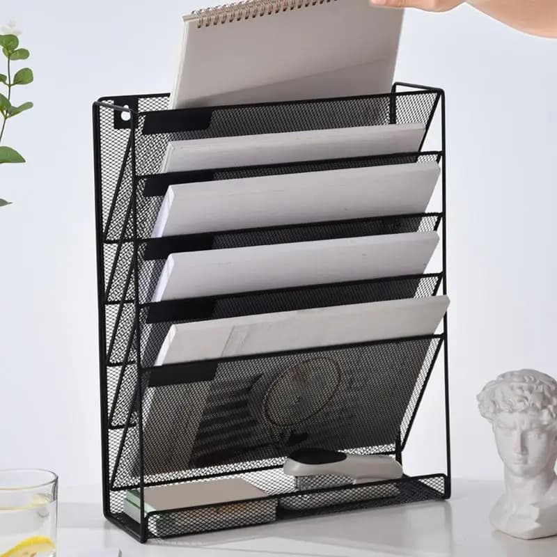Portadocumenti da parete Organizzatore da parete sospeso a 4 tasche in rete Portadocumenti verticale portariviste per l'organizzazione della carta