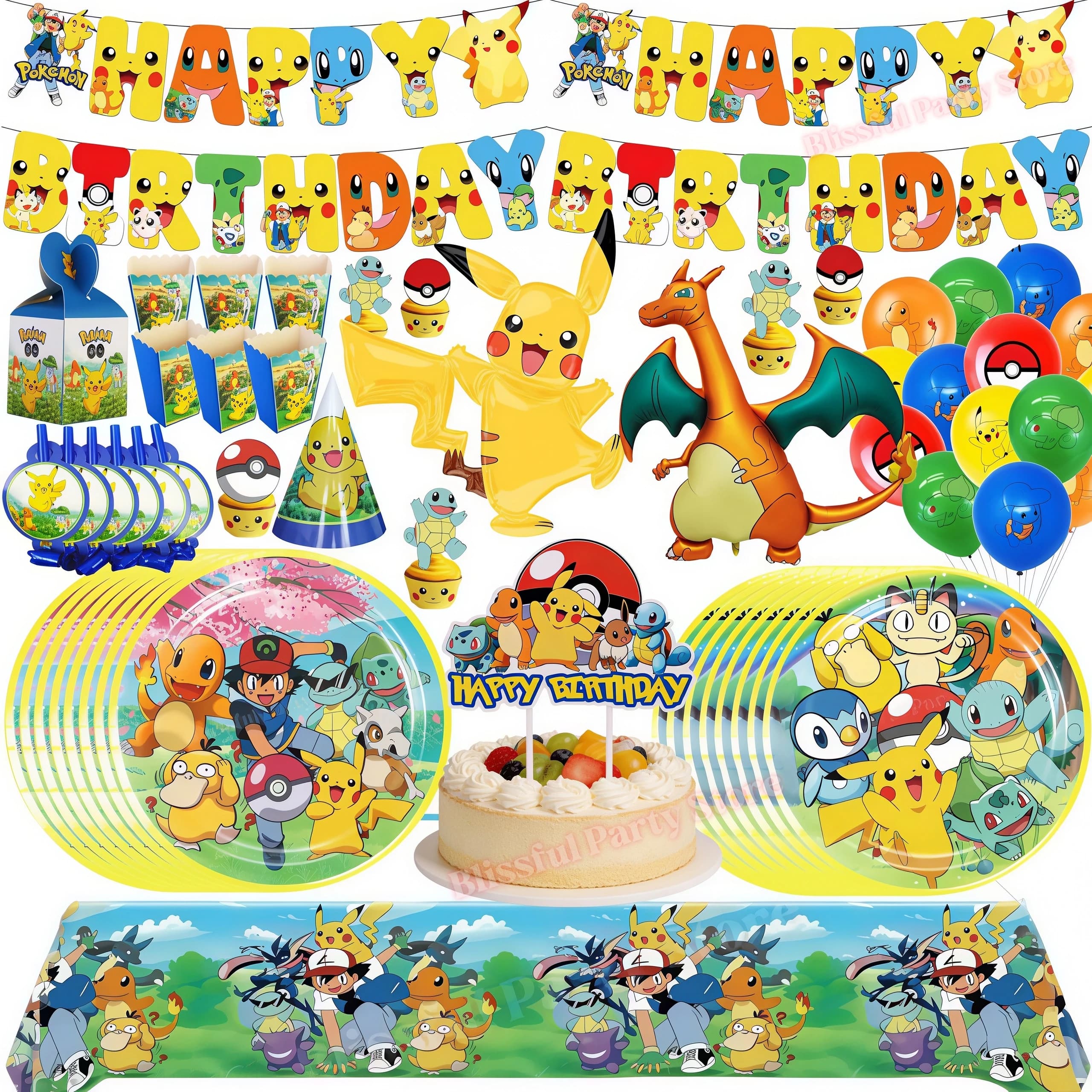 Decorazioni per Feste a Tema Pokémon, Palloncini Pikachu, Piatti, Bicchieri, Sacchetti Regalo per Bambini, Accessori per Baby Shower ed Eventi