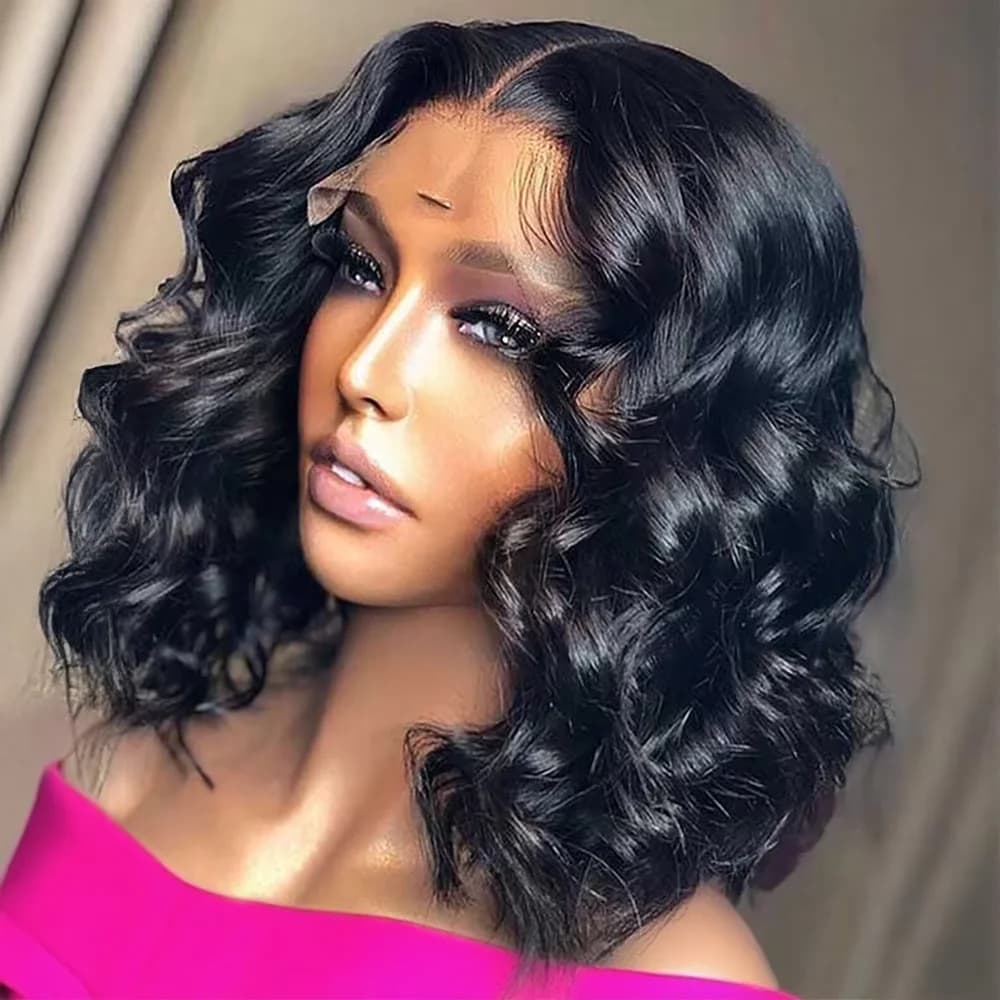 250% Density Peruvian Loose Body Wave Short Bob 13x4 HD Lace Front Human Hair Wigs Pre Plucked Glueless Lace Frontal Wigs Women
