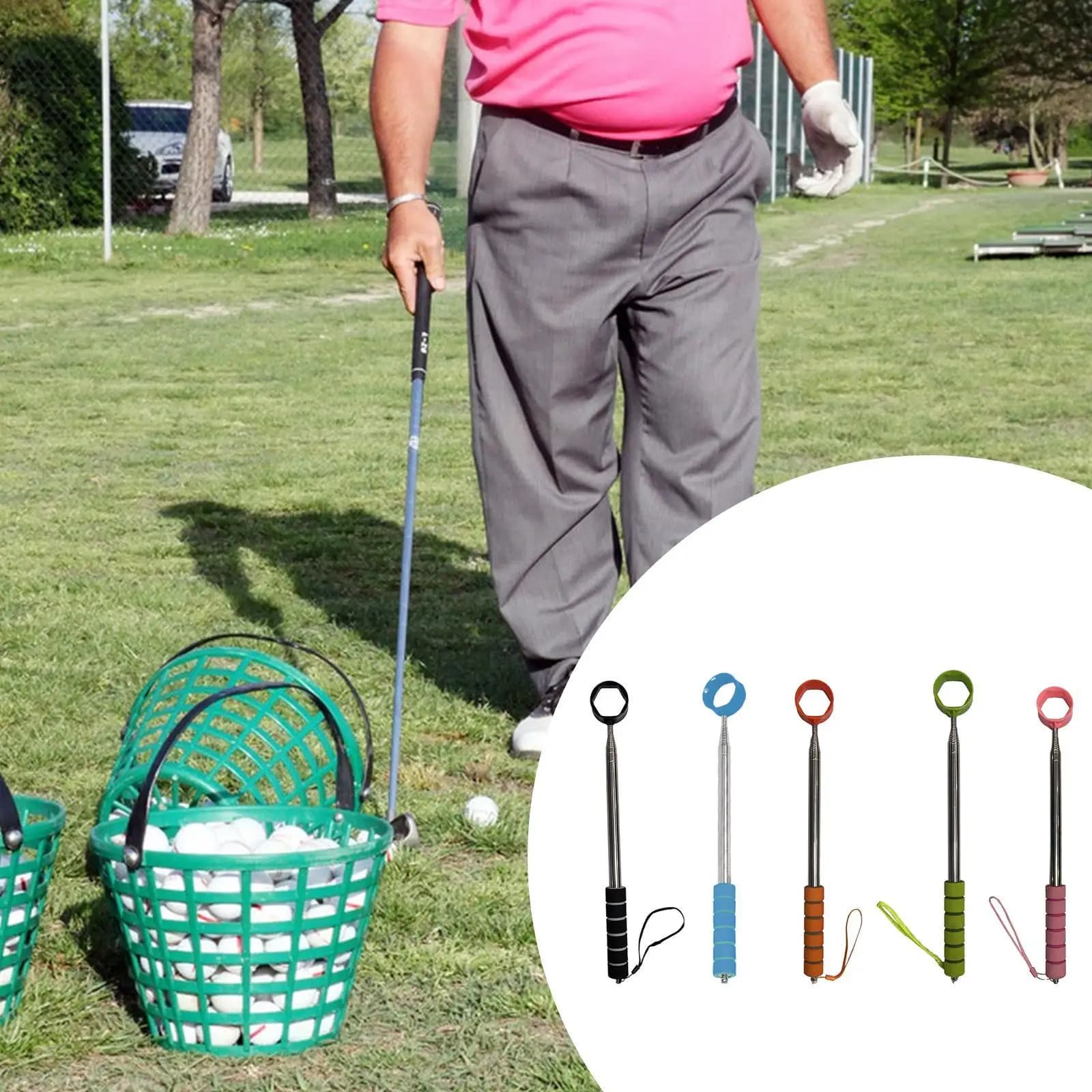 Raccoglitore di palline da golf telescopico per allenamento da golf Strumento per raccoglitore portatile in acciaio inossidabile Raccoglitore di palline da golf per acqua all'aperto