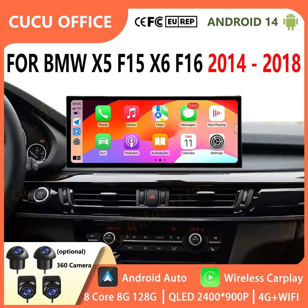 Autoradio Per BMW X5 F15 X6 F16 2014-2018 NBT/EVO Sistema Lettore Multimediale Android 14 Navigazione GPS 4G WiFi Carplay Strumenti Auto