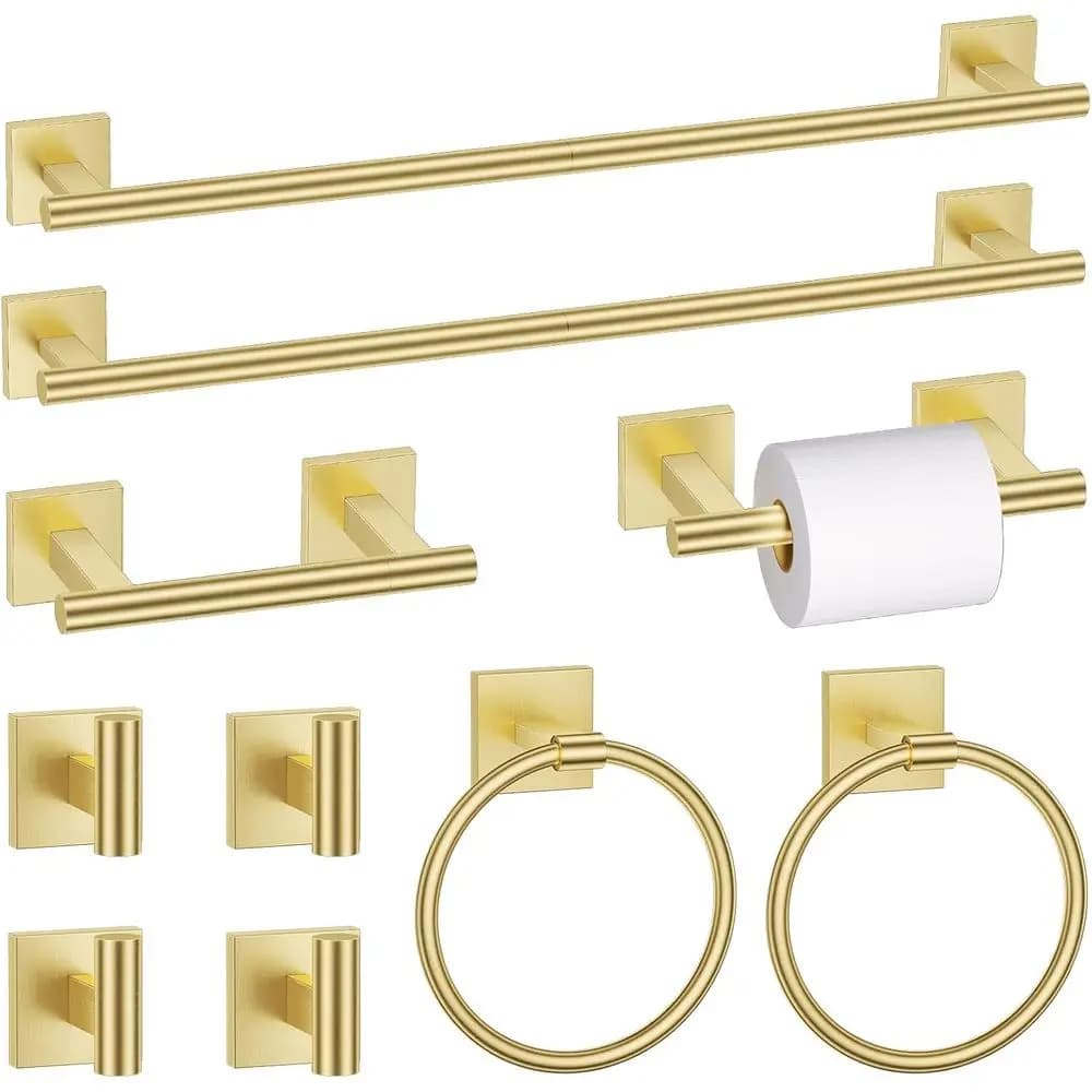 Brushed Gold Towel Bar Set with Double Toilet Paper Holder, 23.6 Stainless Steel Bathroom Hardware