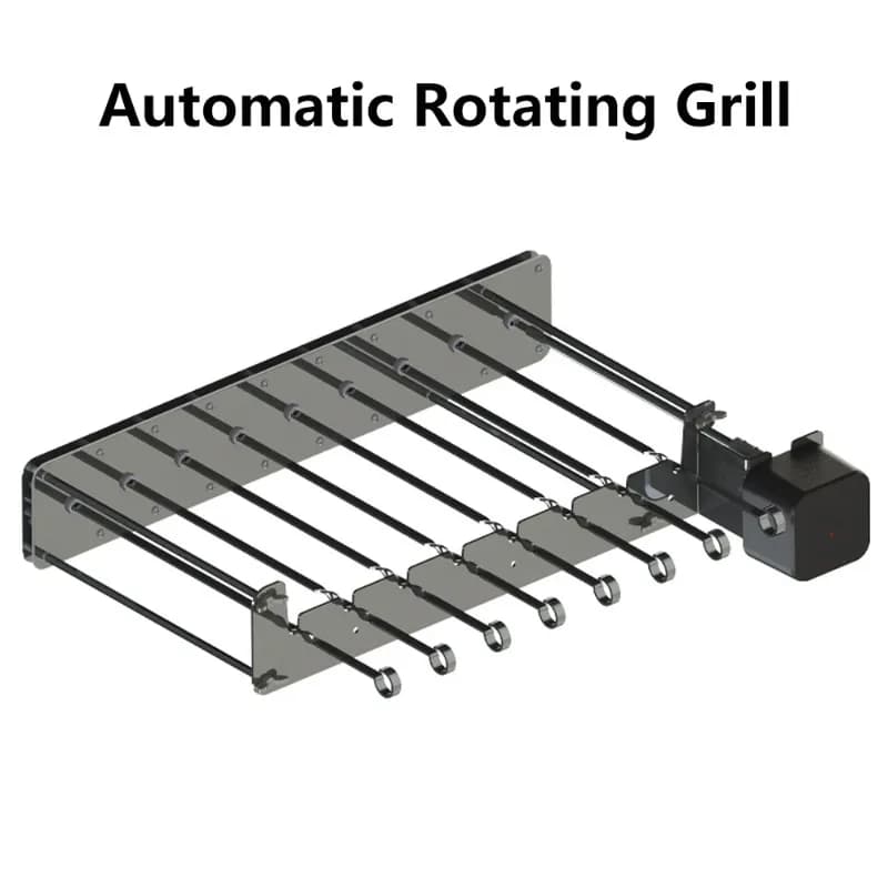 Automatic Rotating Skewer Grill Rack Electric BBQ Kebab Rotisserie Stainless Steel Attachment for Gas Charcoal Grill 8 Sticks