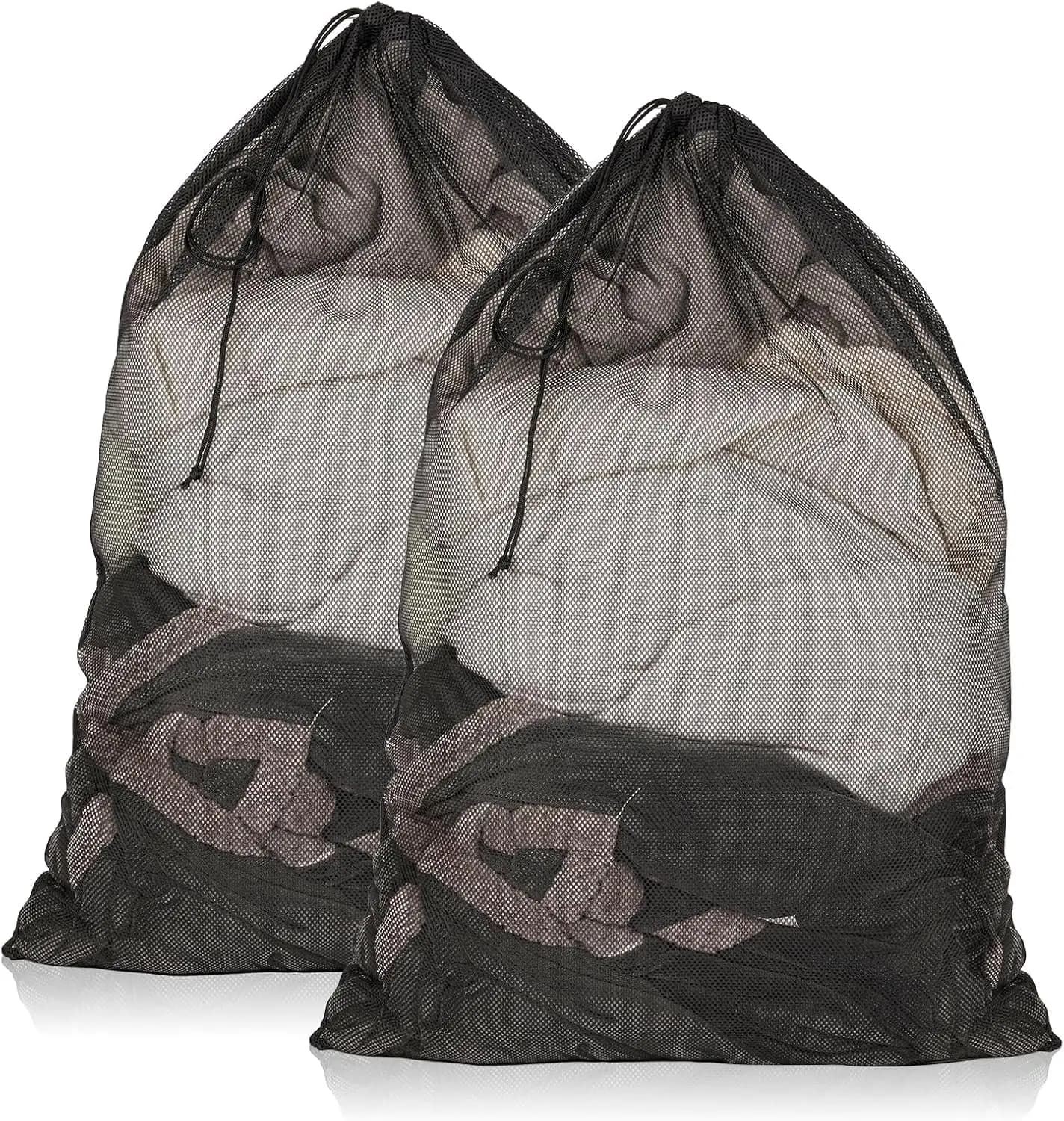 Pack of 2 Bags for Bucato in Rete Resistant, 23x34 Inches with Cordoncino for University Sleepers, Travel, Family, Apartments, Black