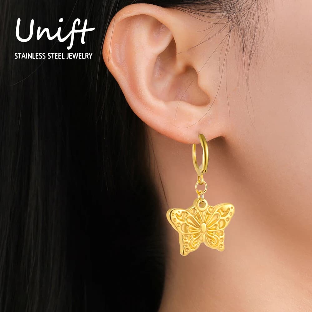 Unift Butterfly Earrings for Women Stainless Steel Earring Trendy Romantic Elegant Jewelry Butterfly Earrings Jewelry Party Gift