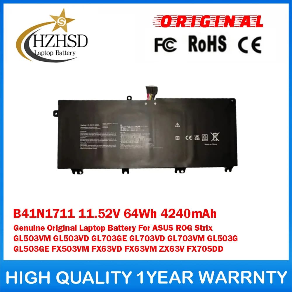 B41N1711 11.52V 64Wh 4240mAh Genuine Original Laptop Battery For ASUS ROG Strix GL503VM GL503VD GL703GE GL703VD GL703VM GL503G