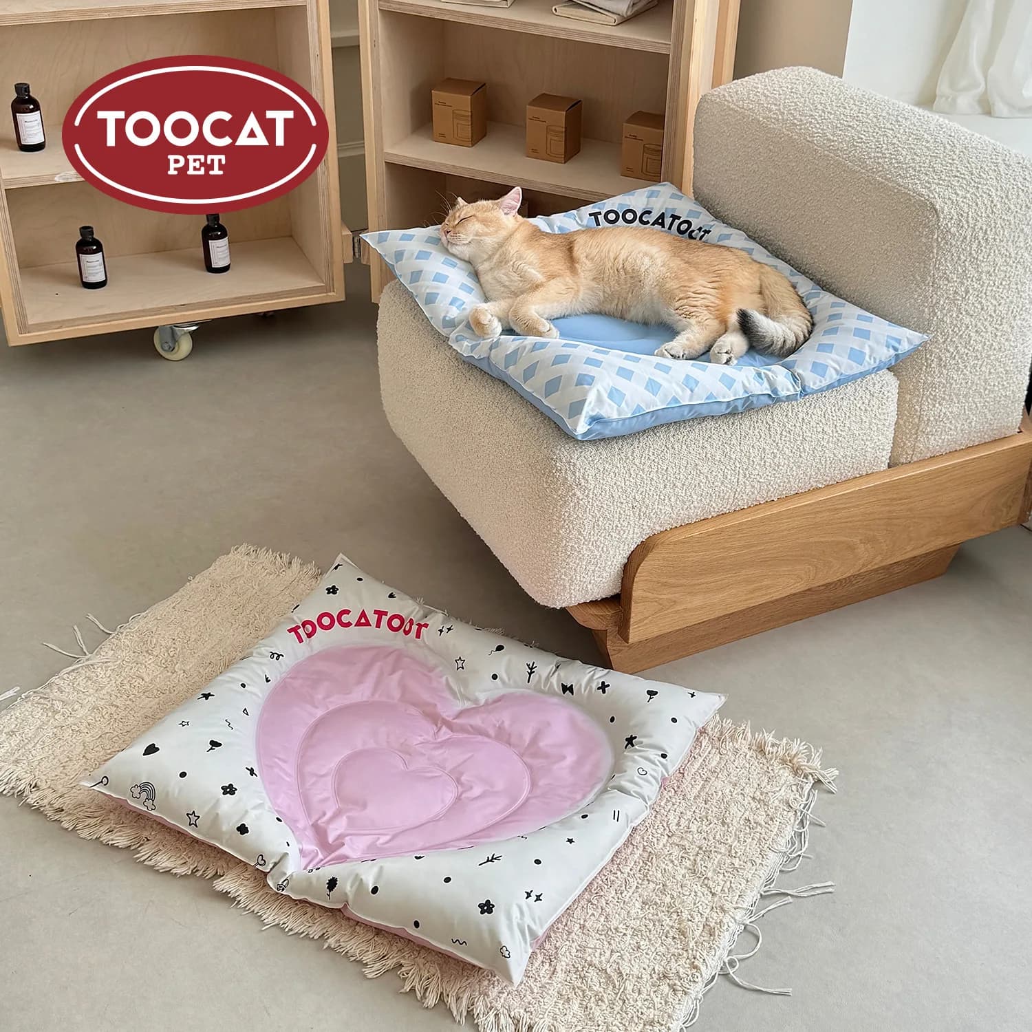 Tappetino per cani/gatti - Lettino estivo per animali domestici con sollievo dal calore con base antiscivolo, tappetino per ghiaccio resistente alla masticare e design ecologico