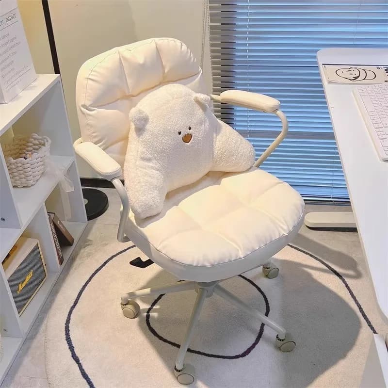 Home Roller Soft Office Chair Small Storage Gril White Swivel Office Chair Cheap Comfortable Study Silla De Escritorio Gaming