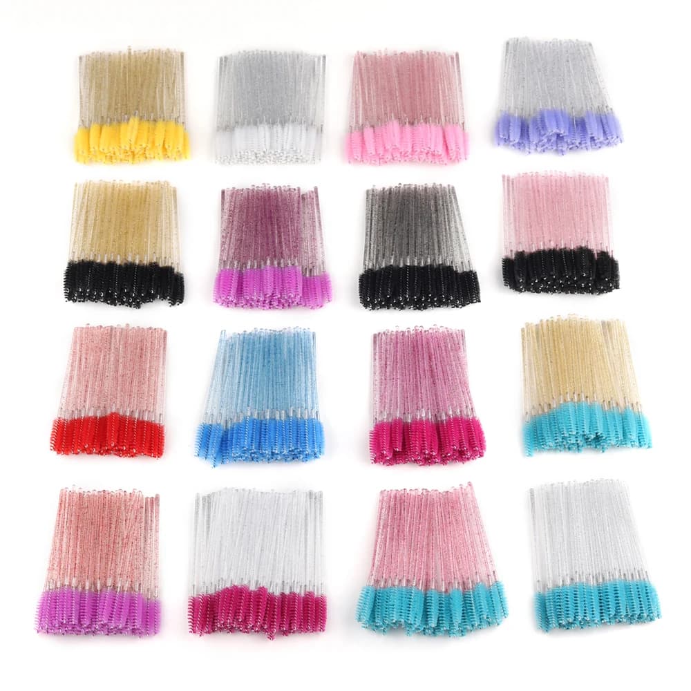 50 pcs Disposable Eyelash Brush Extension Eyebrow Brush Crystal Mascara Bacchetta Eyelash Set of Cosmetic Instruments Makeup Beauty