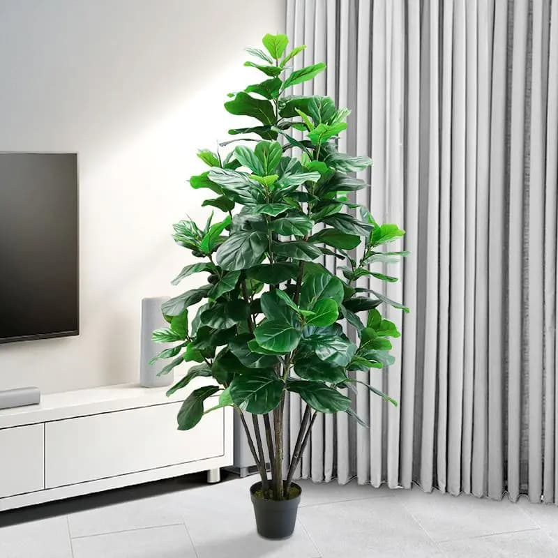 Pianta Artificiale di Ficus Lyrata Grande 35-150cm, Foglie Finte in Plastica per Decorazione Casa, Ufficio, Negozio, Regalo