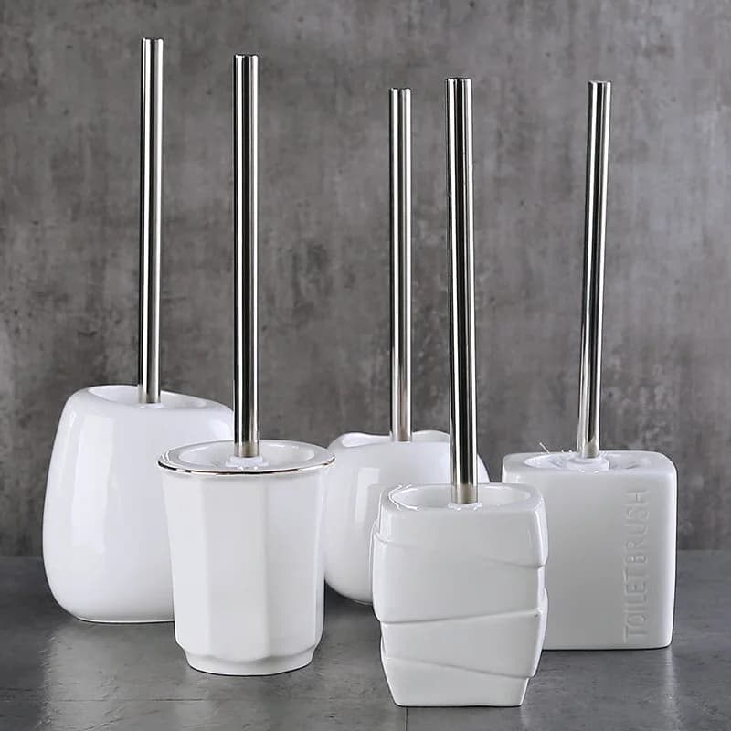 Set di scopini per WC moderni per la casa con sedile Scopino per WC creativo Manico lungo Porta scopino per pulizia senza angolo morto