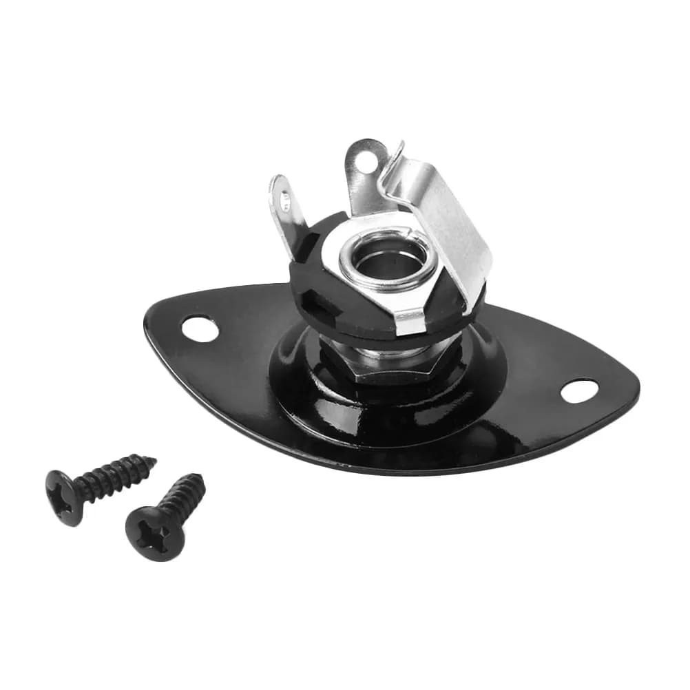 Set di 1 Jack di Uscita/Ingresso per Chitarra Nero con Piastra Ovale Incavata 635mm, Presa per Pickup di Chitarra Elettrica e Basso