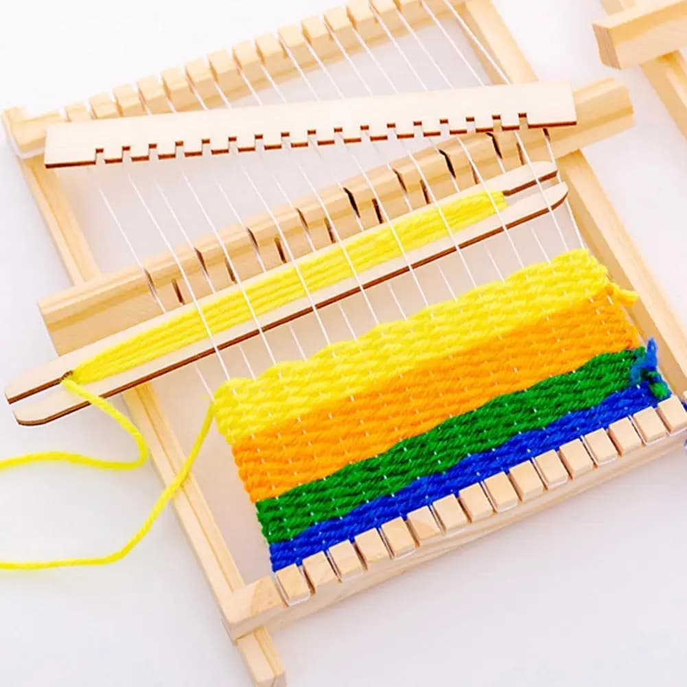 Wooden Color 1 Set Fancy Intellectual Toy Weaving Frame Loom Portable Weaving Loom Multi-craft Nursery Gift